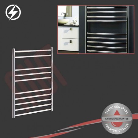 600mm (w) x 800mm (h) Electric "Polished Stainless Steel" Towel Rail