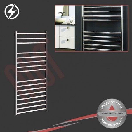 600mm (w) x 1200mm (h) Electric "Polished Stainless Steel" Towel Rail