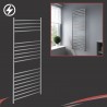 600mm (w) x 1400mm (h) Electric Brushed Stainless Steel Towel Rail (Single Heat or Thermostatic Option)