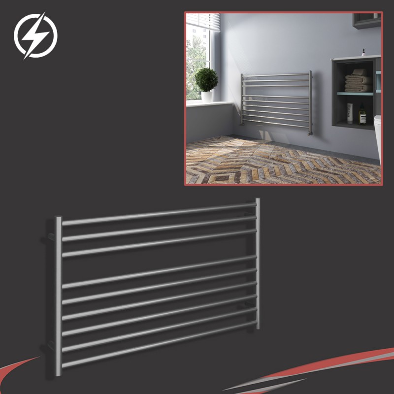 1000mm (w) x 600mm (h) Electric Brushed "Stainless Steel" Towel Rail (Single Heat or Thermostatic Option)