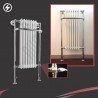 550mm (w) x 1130mm (h) "Abbey" Chrome & White Electric Traditional Towel Rail