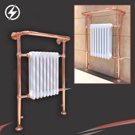 673mm (w) x 963mm (h) "Old Colwyn" Copper & White Electric Traditional Towel Rail