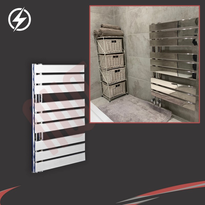 500mm (w) x 800mm (h) "Apollo" Electric Chrome Designer Towel Rail