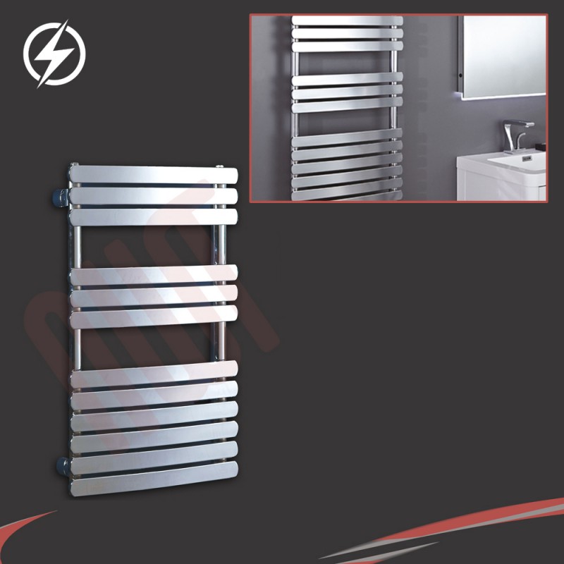 500mm (w) x 800mm (h) "Castell" Electric Chrome Designer Towel Rail