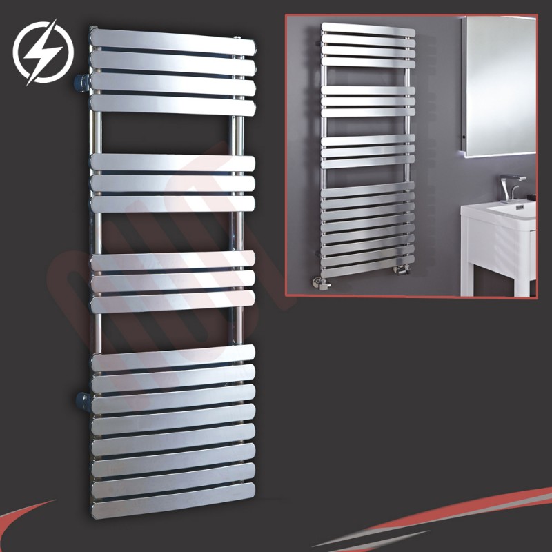 500mm (w) x 1200mm (h) "Castell" Electric Chrome Designer Towel Rail