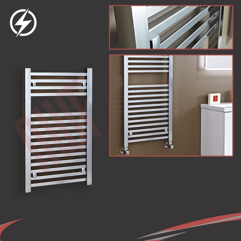 500mm (w) x 800mm (h) "Atlas" Electric Chrome Designer Towel Rail