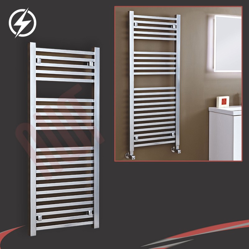 500mm (w) x 1200mm (h) "Atlas" Electric Chrome Designer Towel Rail