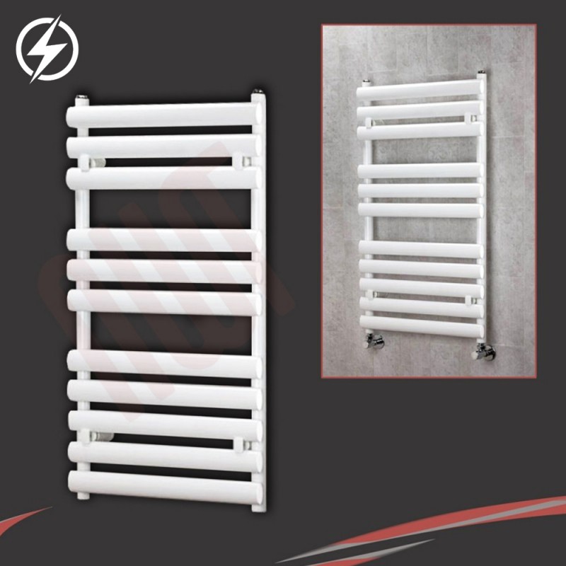 500mm(w) x 930mm(h) Electric "Brecon" White Oval Tube Towel Rail