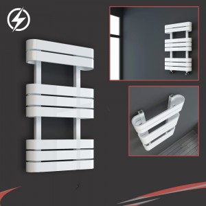 500mm(w) x 850mm(h) Electric "Barlo" White Designer Towel Rail