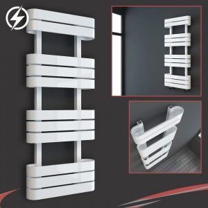 500mm(w) x 1200mm(h) Electric "Barlo" White Designer Towel Rail