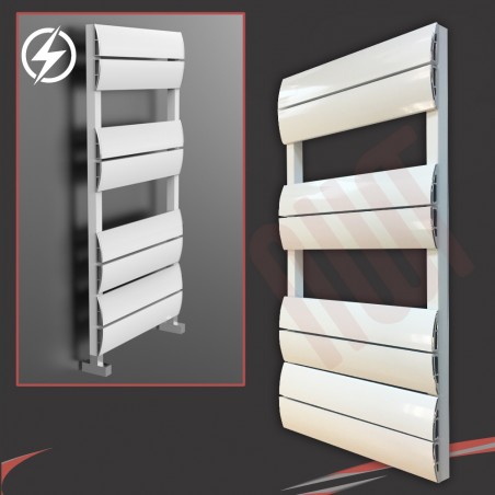 500mm (w) x 1000mm (h) Electric "Wave" White Single Aluminium Towel Rail