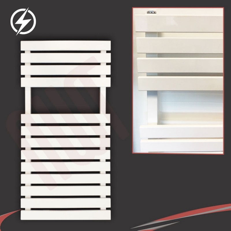 500mm (w) x 788mm (h) Electric "Solar" White Designer Towel Rail