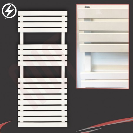 500mm (w) x 1106mm (h) Electric "Solar" White Designer Towel Rail