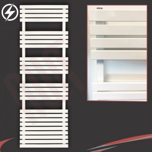 500mm (w) x 1742mm (h) Electric "Solar" White Designer Towel Rail