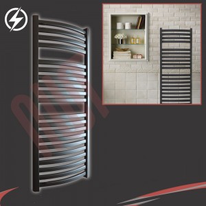 500mm (w) x 1100mm (h) Electric "Ellipse" Black Towel Rail