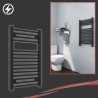 500mm (w) x 800mm (h) Electric "Atlas" Black Heated Towel Rail