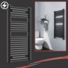 500mm (w) x 1200mm (h)Electric "Atlas" Black Heated Towel Rail