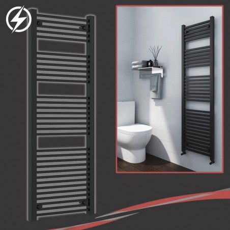 500mm (w) x 1800mm (h) Electric "Atlas" Black Heated Towel Rail