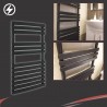 500mm (w) x 800mm (h) "Castell" Black Electric Towel Rail