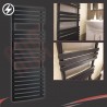 500mm (w) x 1200mm (h) Electric "Castell" Black Towel Rail