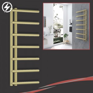 500mm (w) x 1200mm (h) Electric "Mira" Brushed Brass Towel Rail