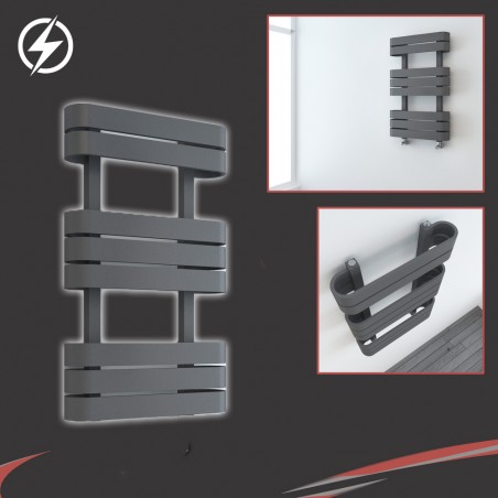 500mm(w) x 850mm(h) Electric "Barlo" Anthracite Designer Towel Rail