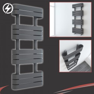 500mm(w) x 1200mm(h) Electric "Barlo" Anthracite Designer Towel Rail