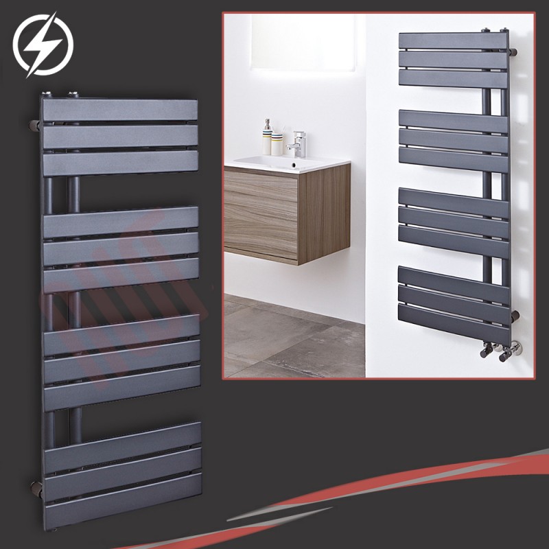 500mm (w) x 1200mm (h) Electric "Apollo" Anthracite Heated Towel Rail