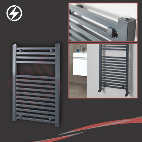 500mm (w) x 800mm (h) Electric "Atlas" Anthracite Heated Towel Rail