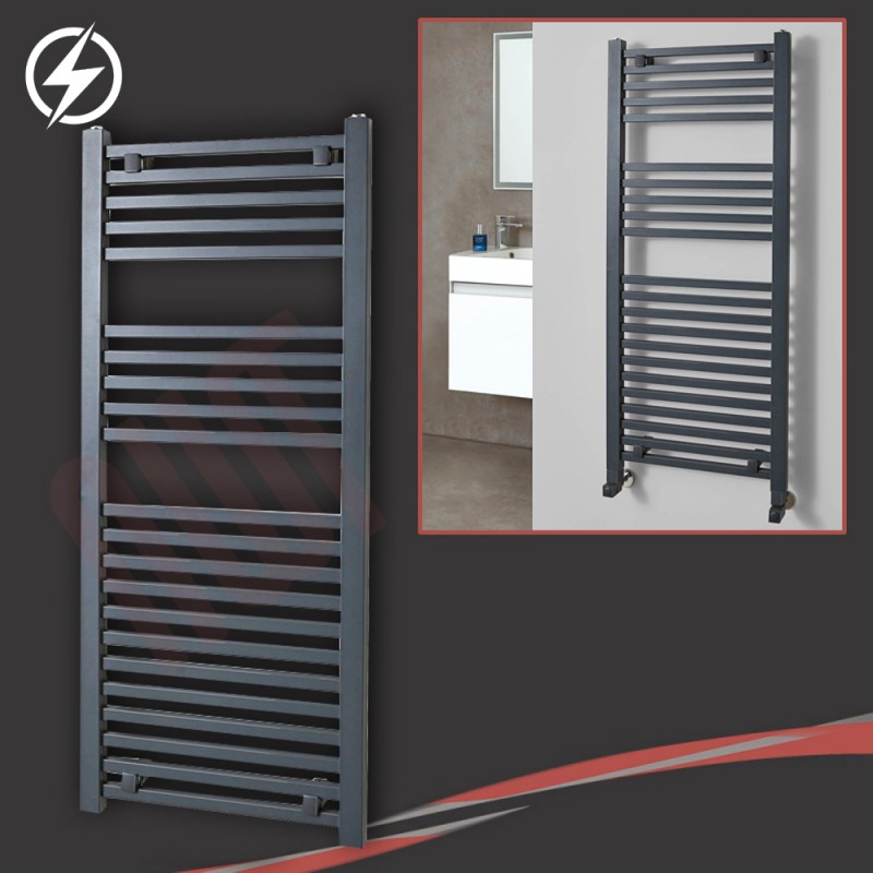 500mm (w) x 1200mm (h)Electric "Atlas" Anthracite Heated Towel Rail