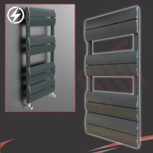 500mm (w) x 1000mm (h) Electric "Wave" Anthracite Single Aluminium Towel Rail