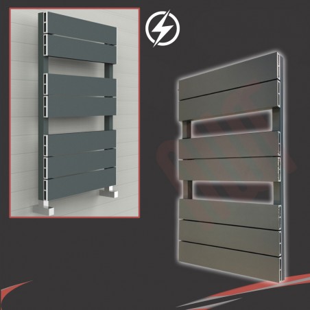 500mm (w) x 800mm (h) Electric "Flow" Anthracite Single Aluminium Towel Rail