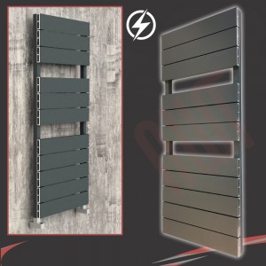 500mm (w) x 1200mm (h) Electric "Flow" Anthracite Single Aluminium Towel Rail