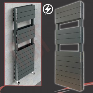 500mm (w) x 1500mm (h) Electric "Flow" Anthracite Double Aluminium Towel Rail