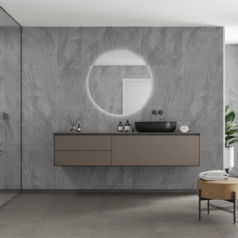 Grey Stone Industrial Tile Effect - Fibo