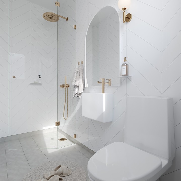 Denver White Chevron Urban Tile Effect - Fibo