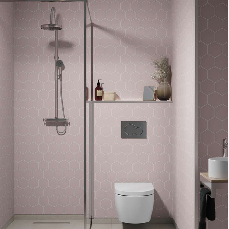 Dusky Pink Hexagonal Urban Tile Effect - Fibo