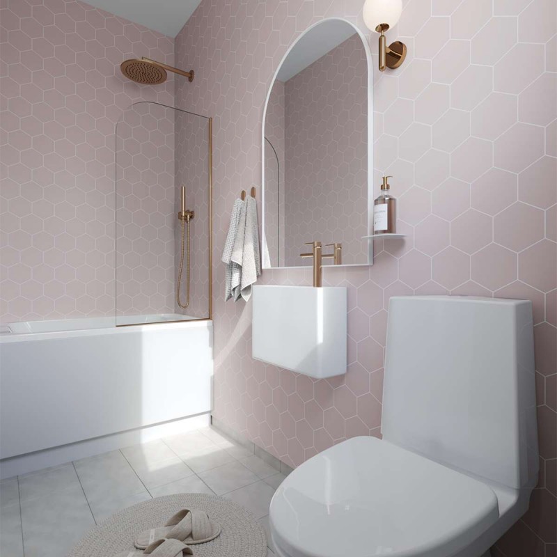 Dusky Pink Hexagonal Urban Tile Effect - Fibo