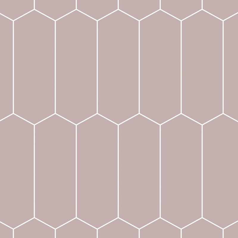 Dusky Pink Elongated Hexagonal Urban Tile Effect - Fibo - Closeup