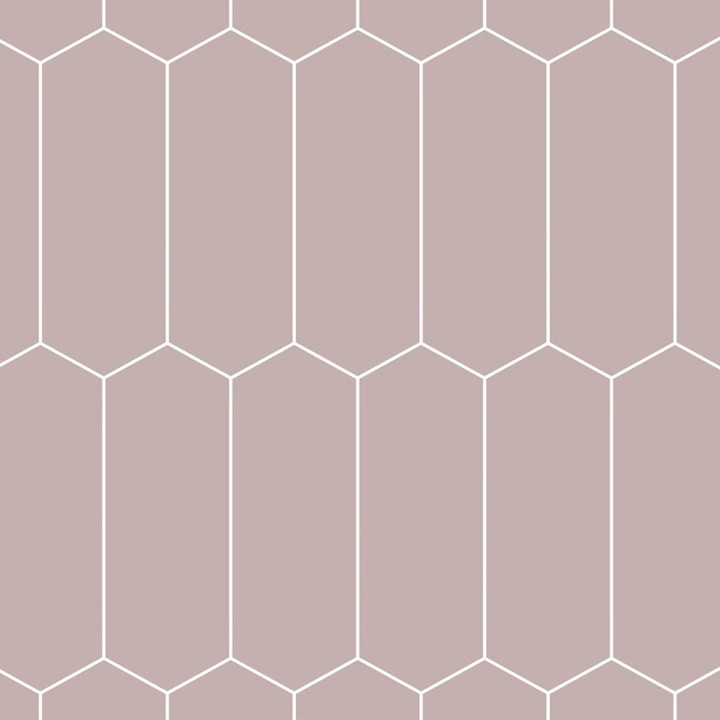 Dusky Pink Elongated Hexagonal Urban Tile Effect - Fibo - Closeup