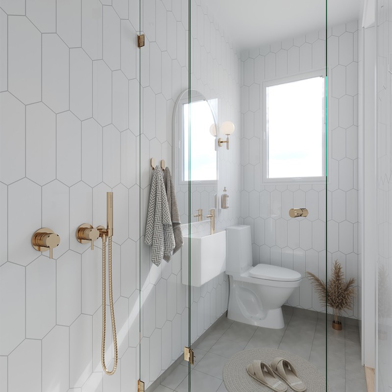 Denver White Elongated Hexagonal Urban Tile Effect - Fibo