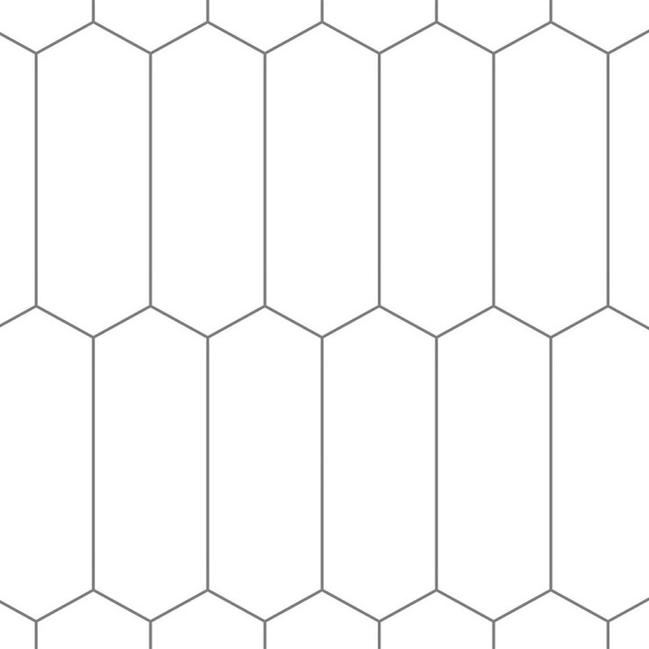 Denver White Elongated Hexagonal Urban Tile Effect - Fibo - Closeup