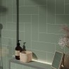 Olive Green Straight Herringbone Urban Tile Effect - Fibo