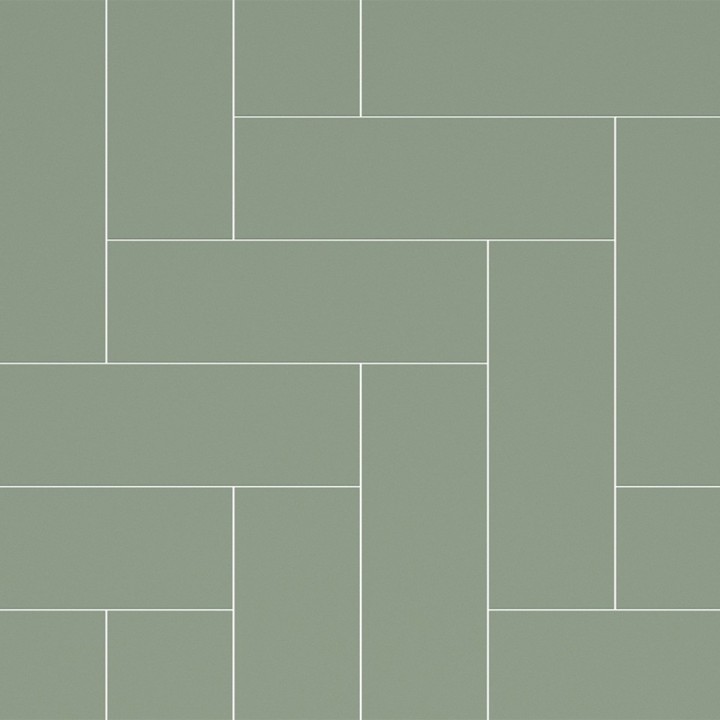 Olive Green Straight Herringbone Urban Tile Effect - Fibo - Closeup