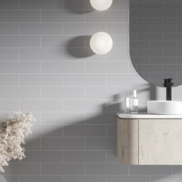 Medium Gray Metro Brick Urban Tile Effect - Fibo
