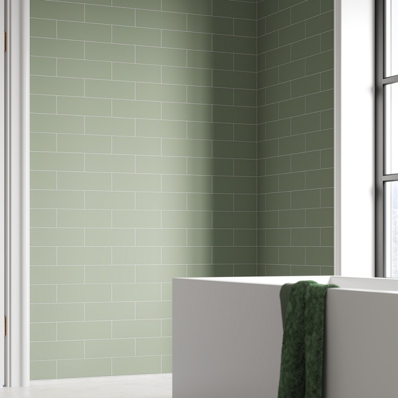 Olive Green Metro Brick Urban Tile Effect - Fibo