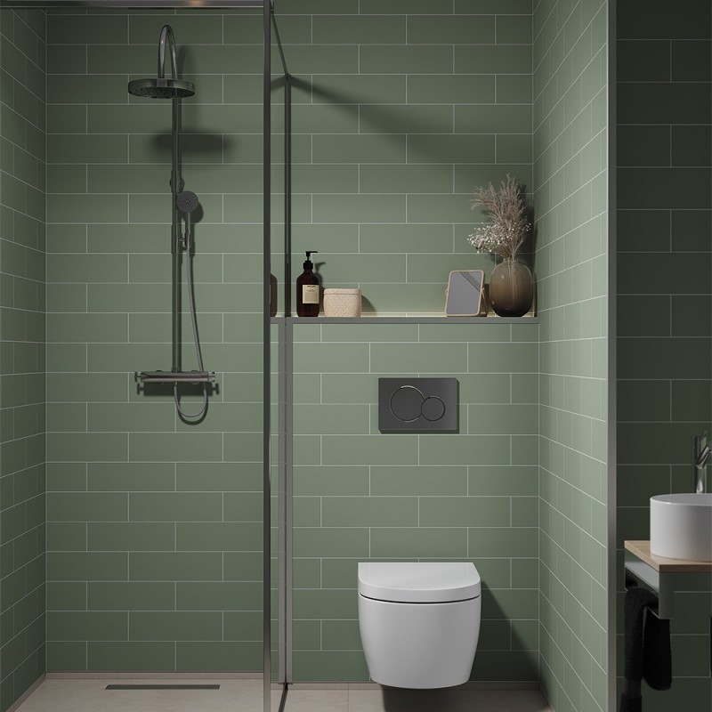 Olive Green Metro Brick Urban Tile Effect - Fibo