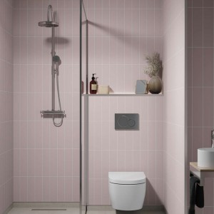 Dusky Pink Stacked Subway Brick Urban Tile Effect - Fibo