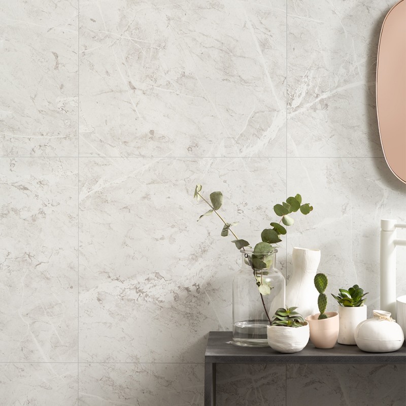 White Marble Tile Effect - Fibo