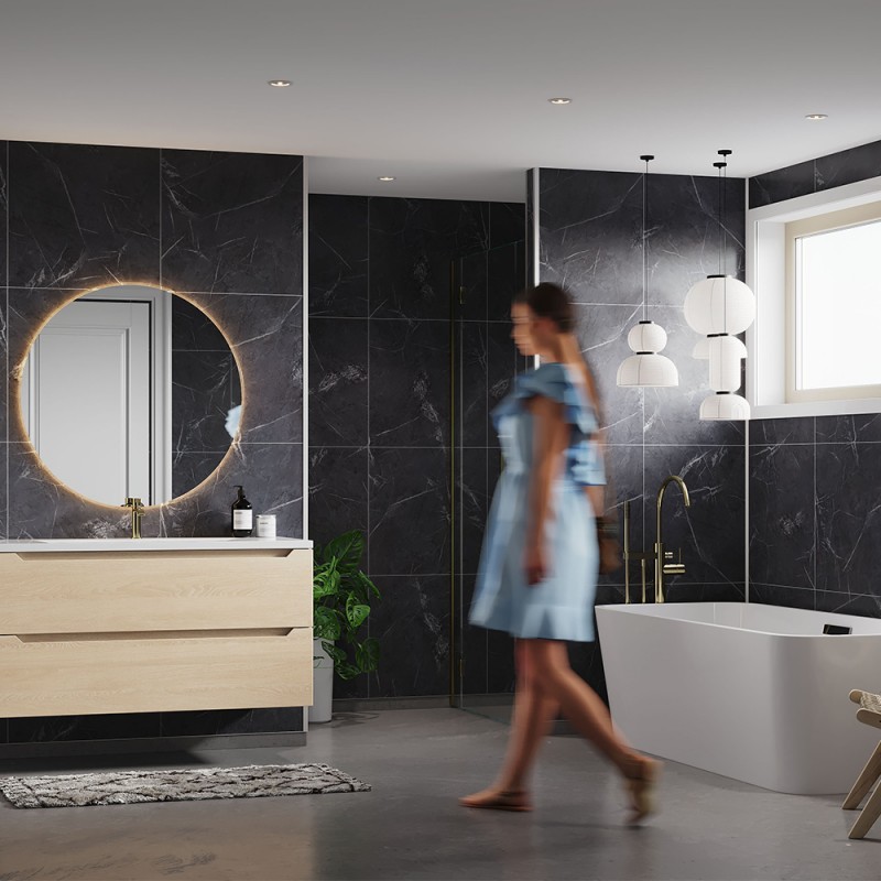 Black Marble Tile Effect - Fibo